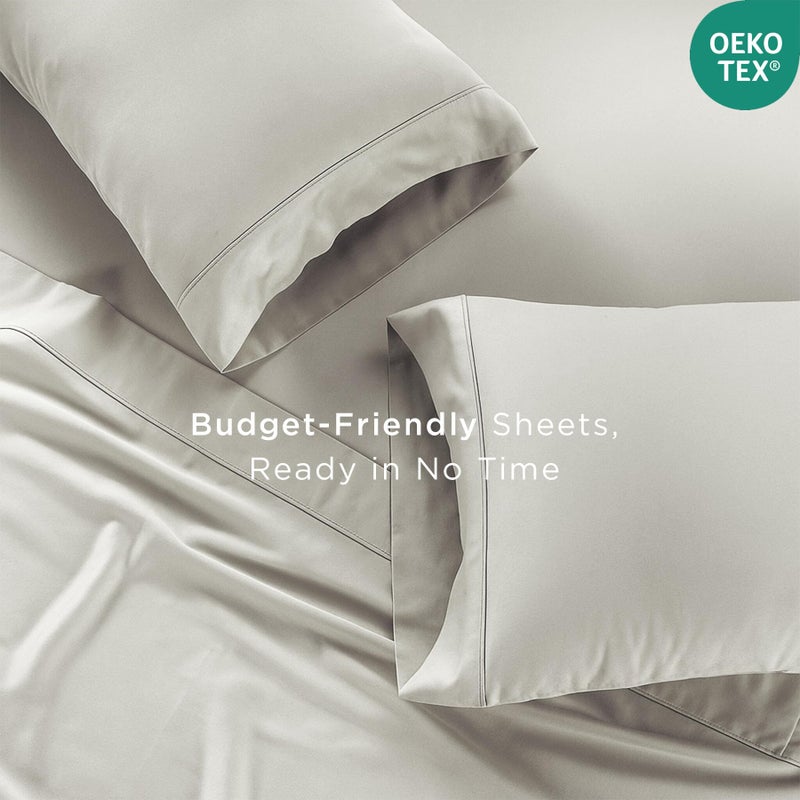 Threadmill Cotton Twin XL Sheet Set | 100% Cotton Sheets for Twin XL Size Bed | Solid Sateen Twin XL Bed Sheets Set with 16â€ Deep Pocket | Soft Breathable 3-Piece Cooling Sheet Set | Light Grey - Image 4